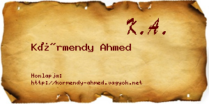 Körmendy Ahmed névjegykártya